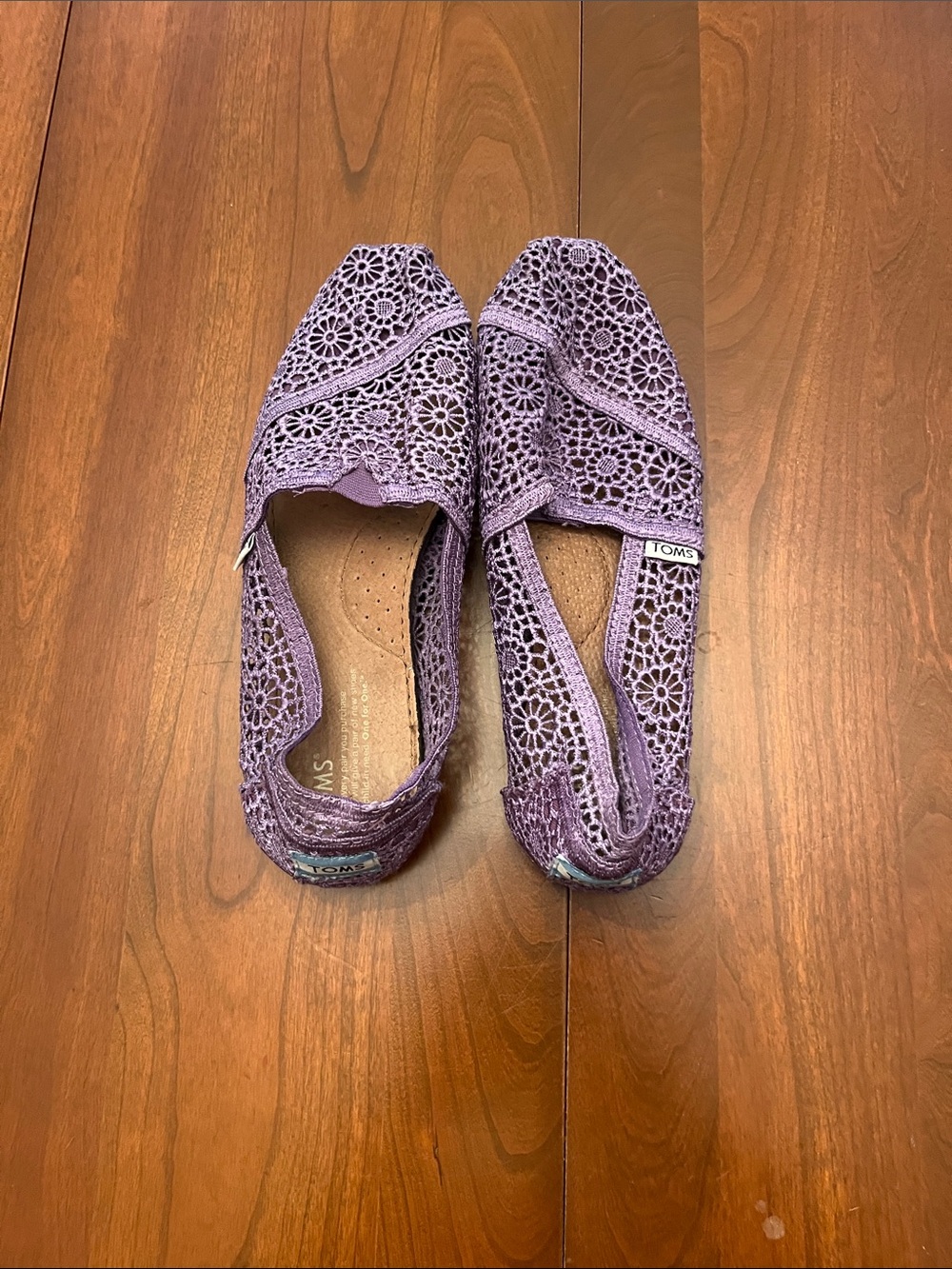 Toms Lilac Crochet Slip-On Flats